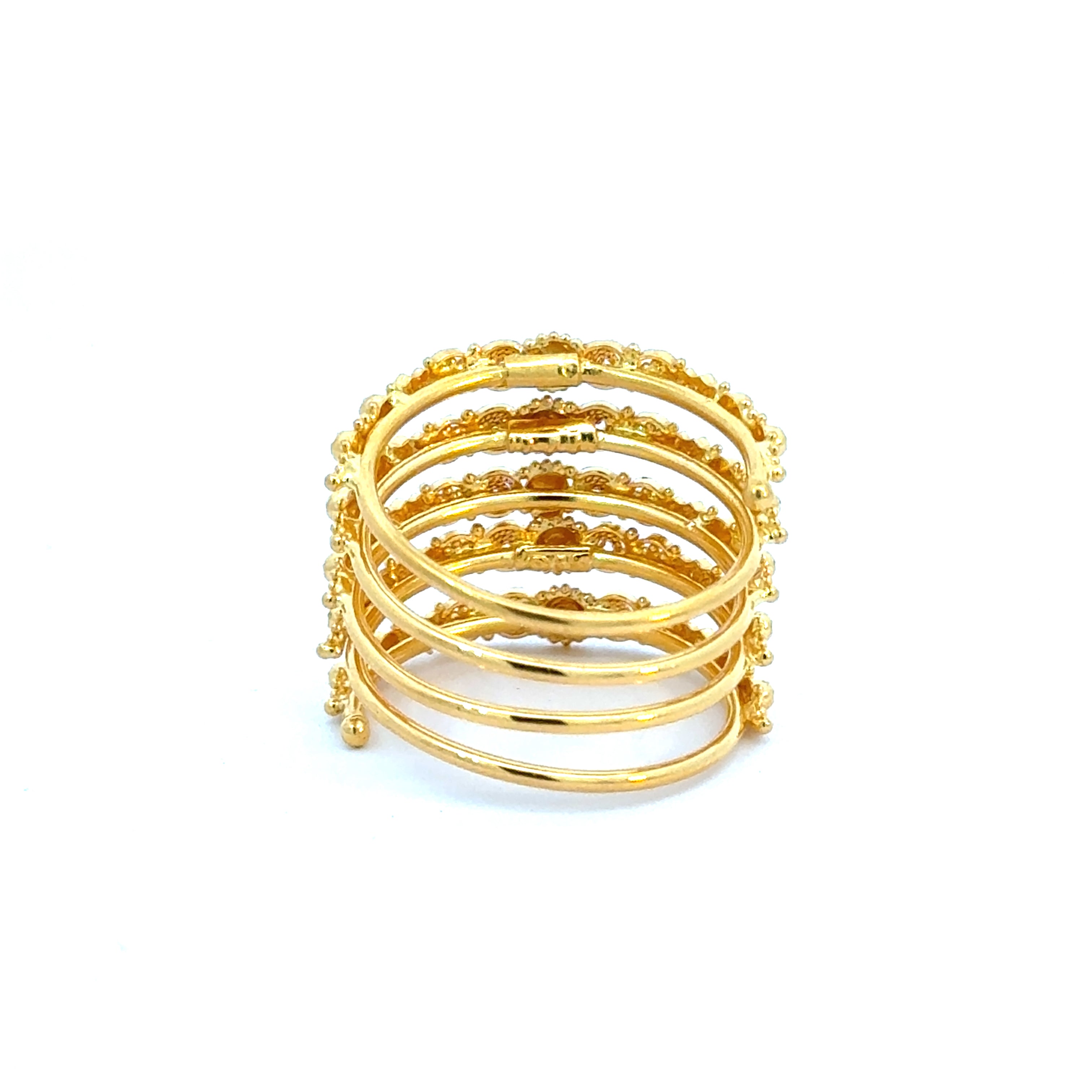 22k Yellow Gold Stacked Filigree Rings in size 7.5 and total gold weight of 7.69g