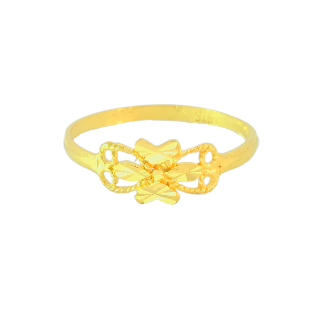 22k Yellow Gold Filigree Fancy Ring in size 8 and total gold weight of 1.48g