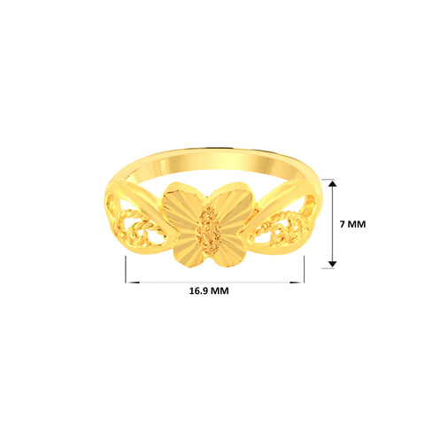 22k Yellow Gold Filigree Butterfly Ring in size 6.5 and total gold weight of 2.87g