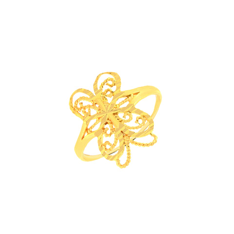 22k Yellow Gold Filigree Butterfly Ring in size 7.5 and total gold weight of 2.16g