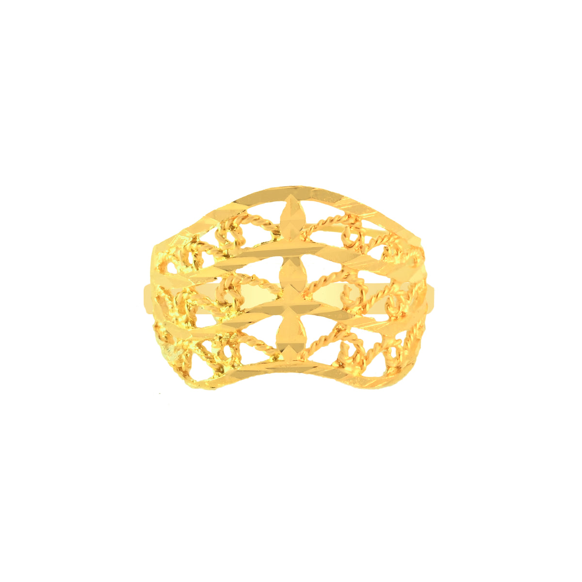 22k Yellow Gold Fancy Filigree Ring in size 5.8 and total gold weight of 3.09g