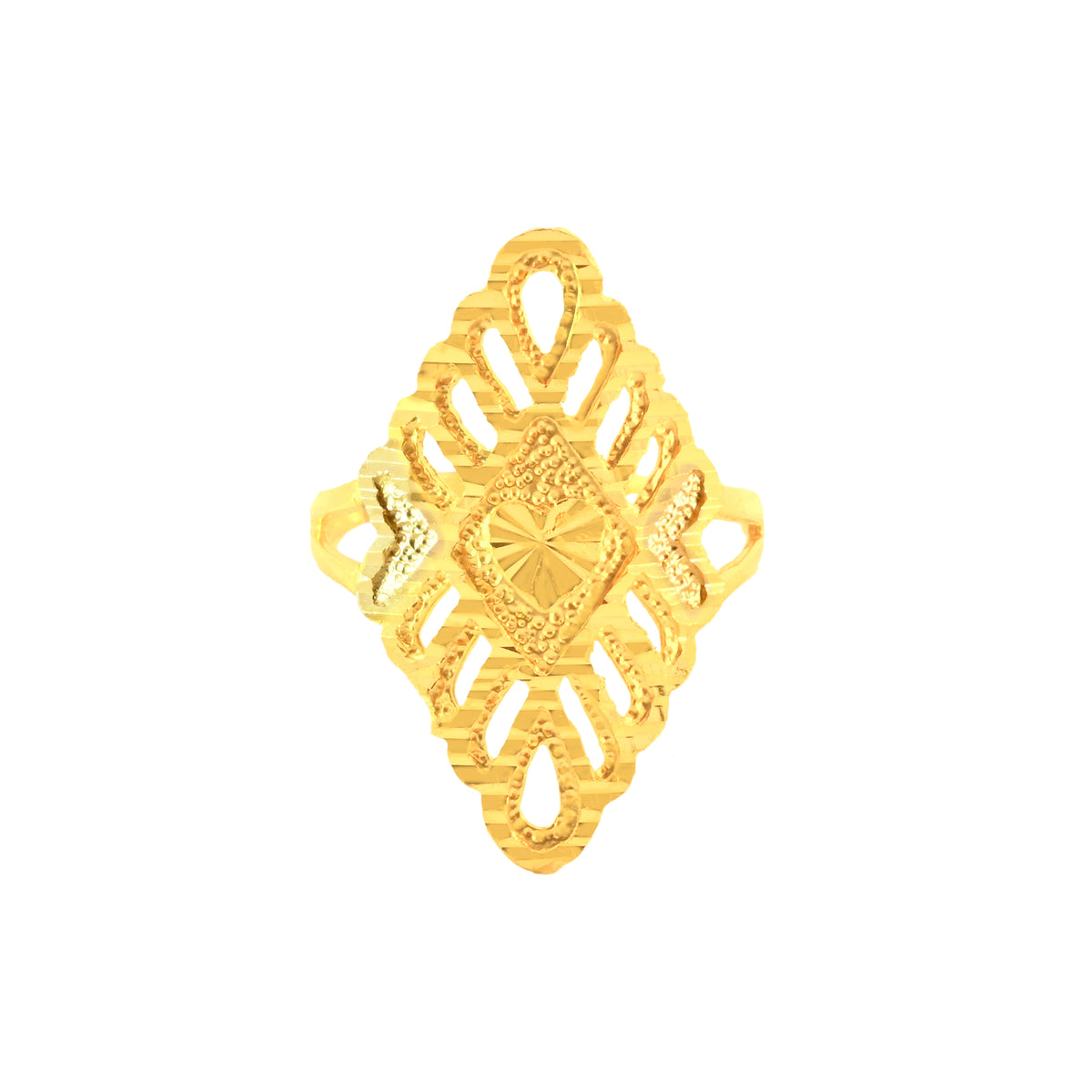 22k Yellow Gold Filigree Ring in size 6.5 and total gold weight of 3.37g