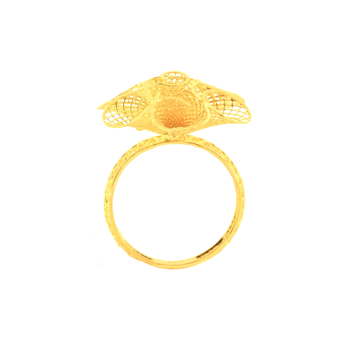 22k Yellow Gold Fancy Flower Ring in size 7 and total gold weight of 3.05g