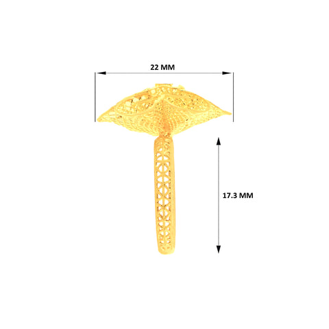 22k Yellow Gold Fancy Flower Ring in size 7 and total gold weight of 3.05g