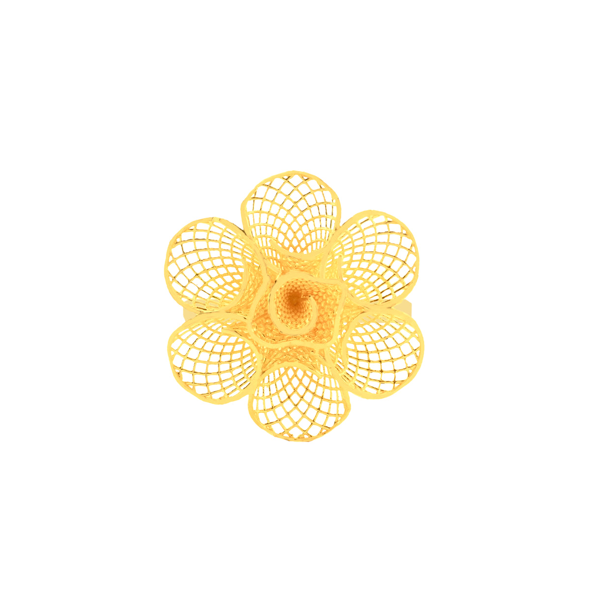 22k Yellow Gold Fancy Flower Ring in size 7 and total gold weight of 3.05g