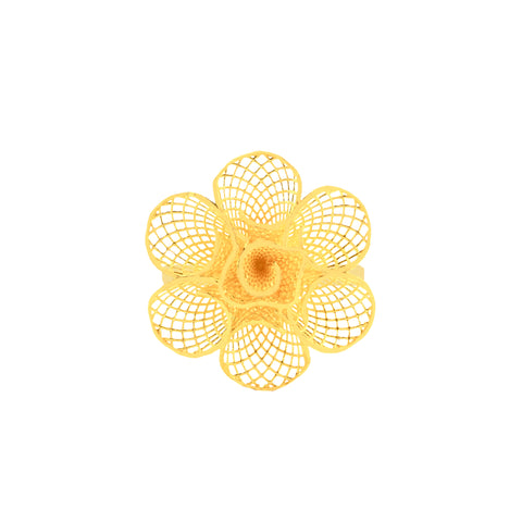 22k Yellow Gold Fancy Flower Ring in size 7 and total gold weight of 3.05g