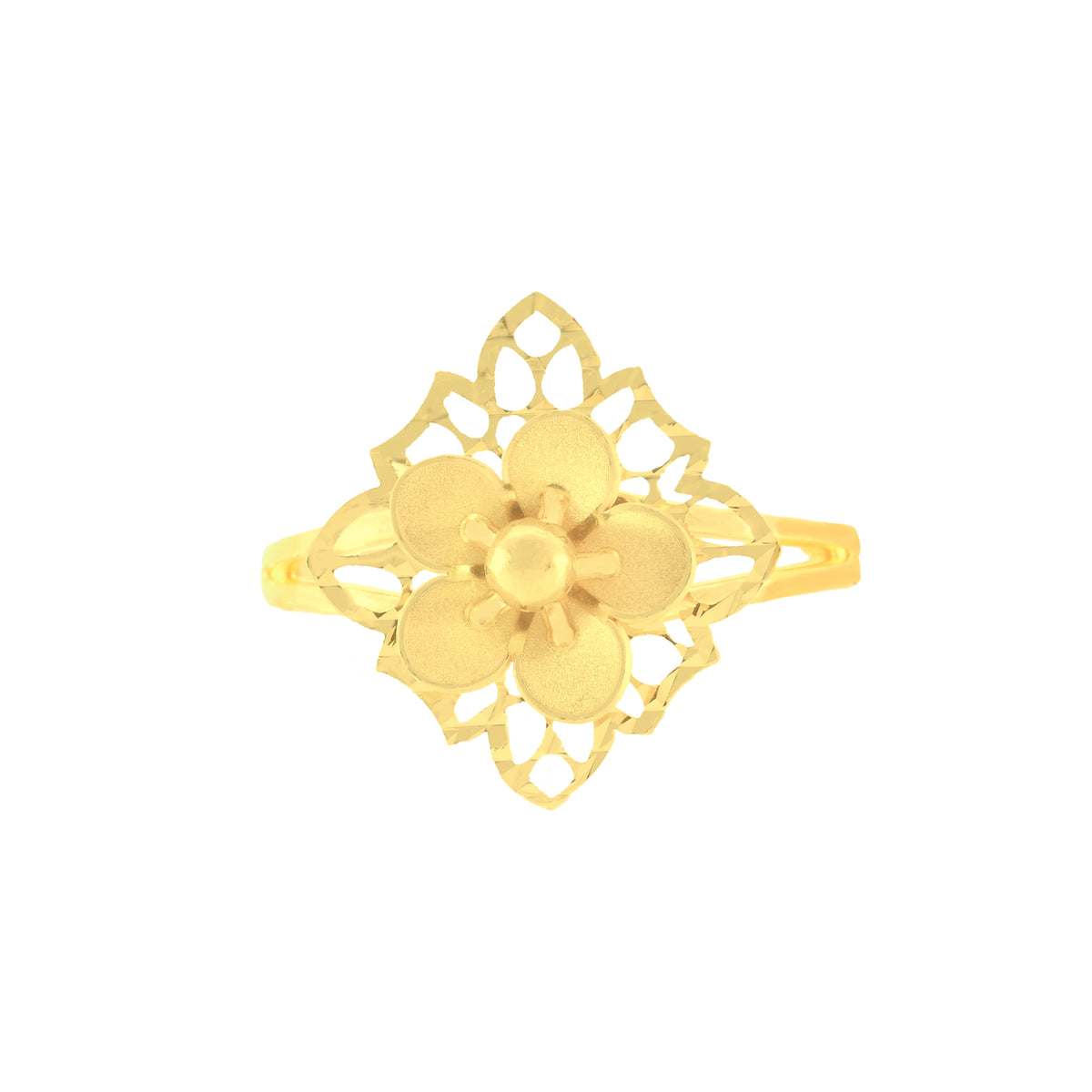 22k Yellow Gold Floral Ring in size 8.5 and total gold weight of 2.83g