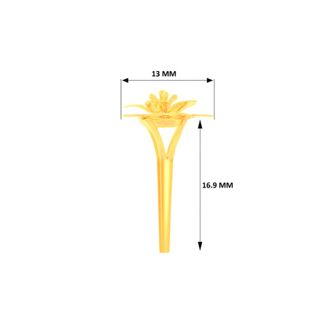 22k Yellow Gold Floral Ring in size 6.5 and total gold weight of 1.81g