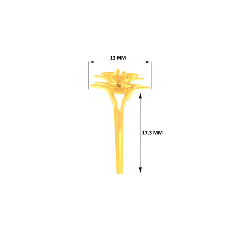 22k Yellow Gold Floral Ring in size 6.8 and total gold weight of 1.74g