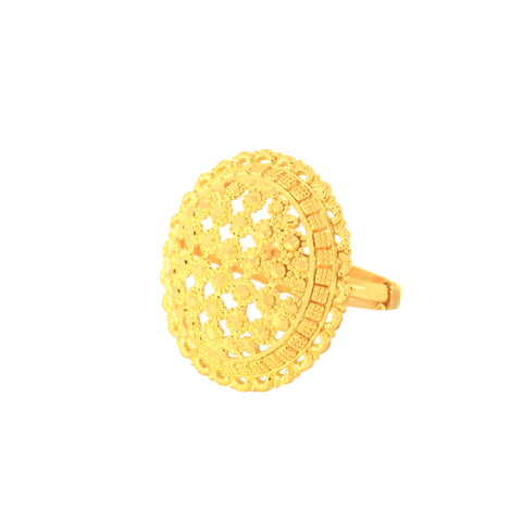 22k Yellow Large Gold Fancy Adjustable Ring with total gold weight of 7.4g
