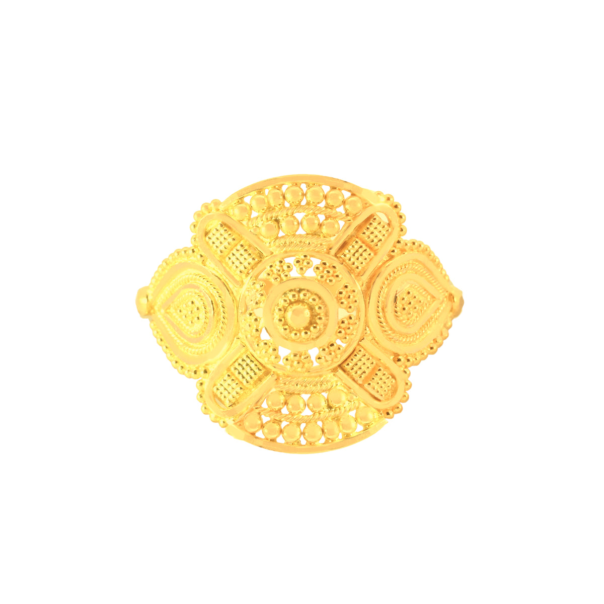 22k Yellow Gold Fancy Ring in size 7 and total gold weight of 3.49g