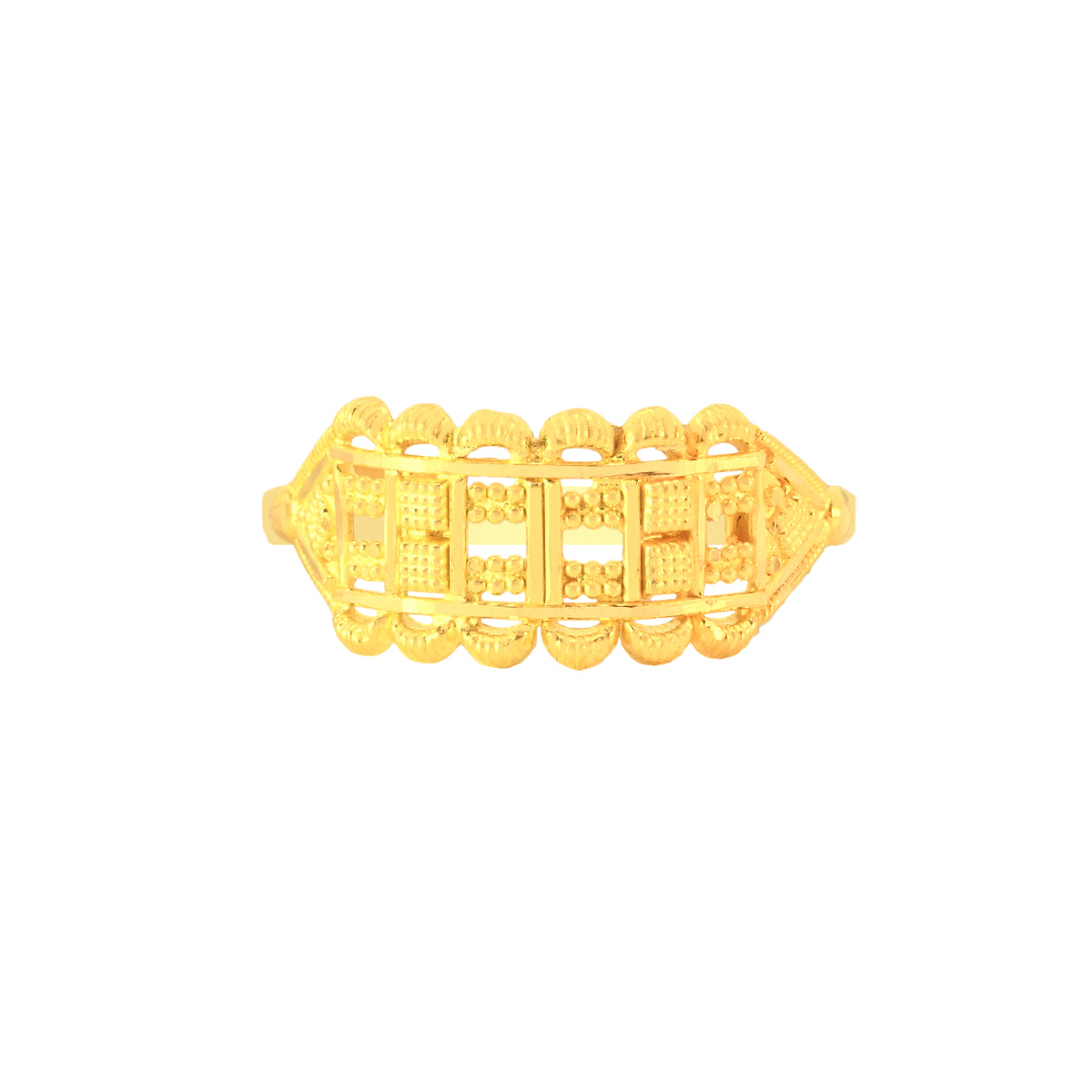 22k Yellow Gold Fancy Ring in size 6.5 and total gold weight of 2.03g.