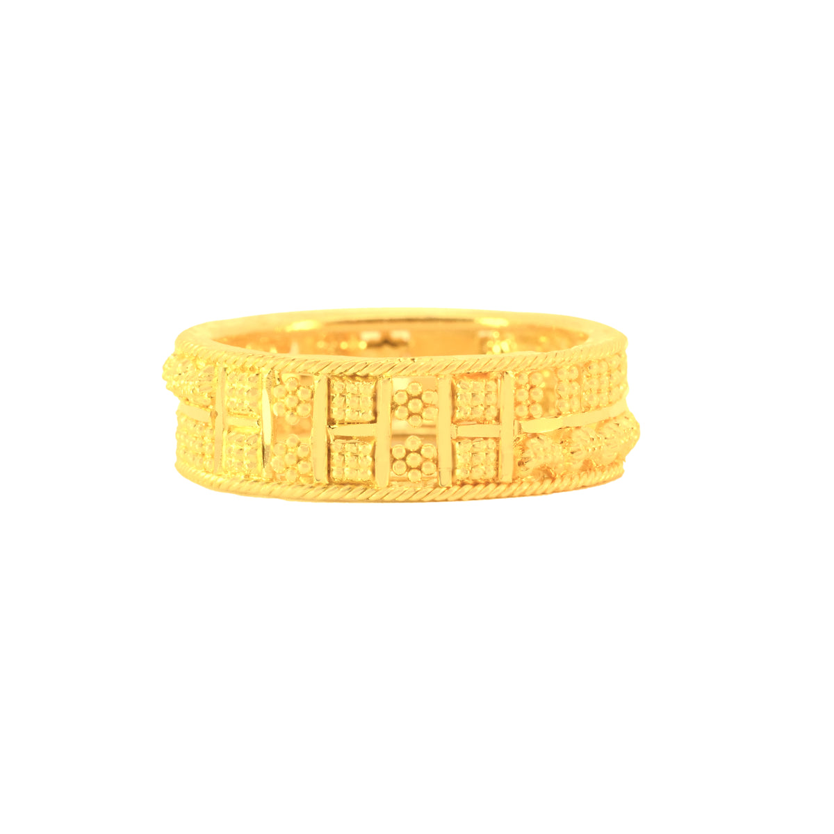 22k Yellow Gold Fancy Band Ring in size 5 and total gold weight of 3.5g