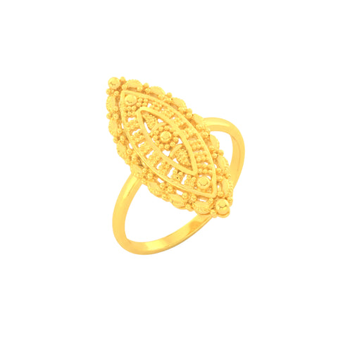 22k Yellow Gold Fancy Marquise Ring in size 7.4 and total gold weight of 2.73g