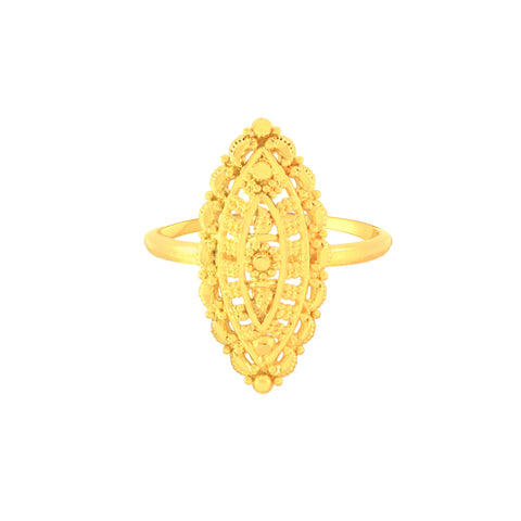 22k Yellow Gold Fancy Marquise Ring in size 7.4 and total gold weight of 2.73g