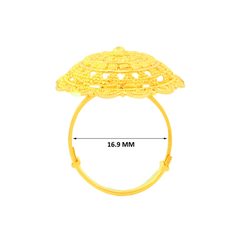 22k Yellow Gold Filigree Adjustable Ring in size 6.5 and total gold weight of 6.13g