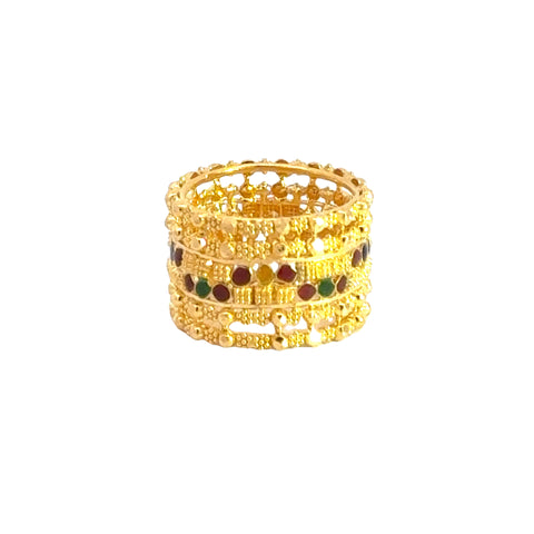 22k Yellow Gold Minakari Band Stacked Ring measuring 6.5