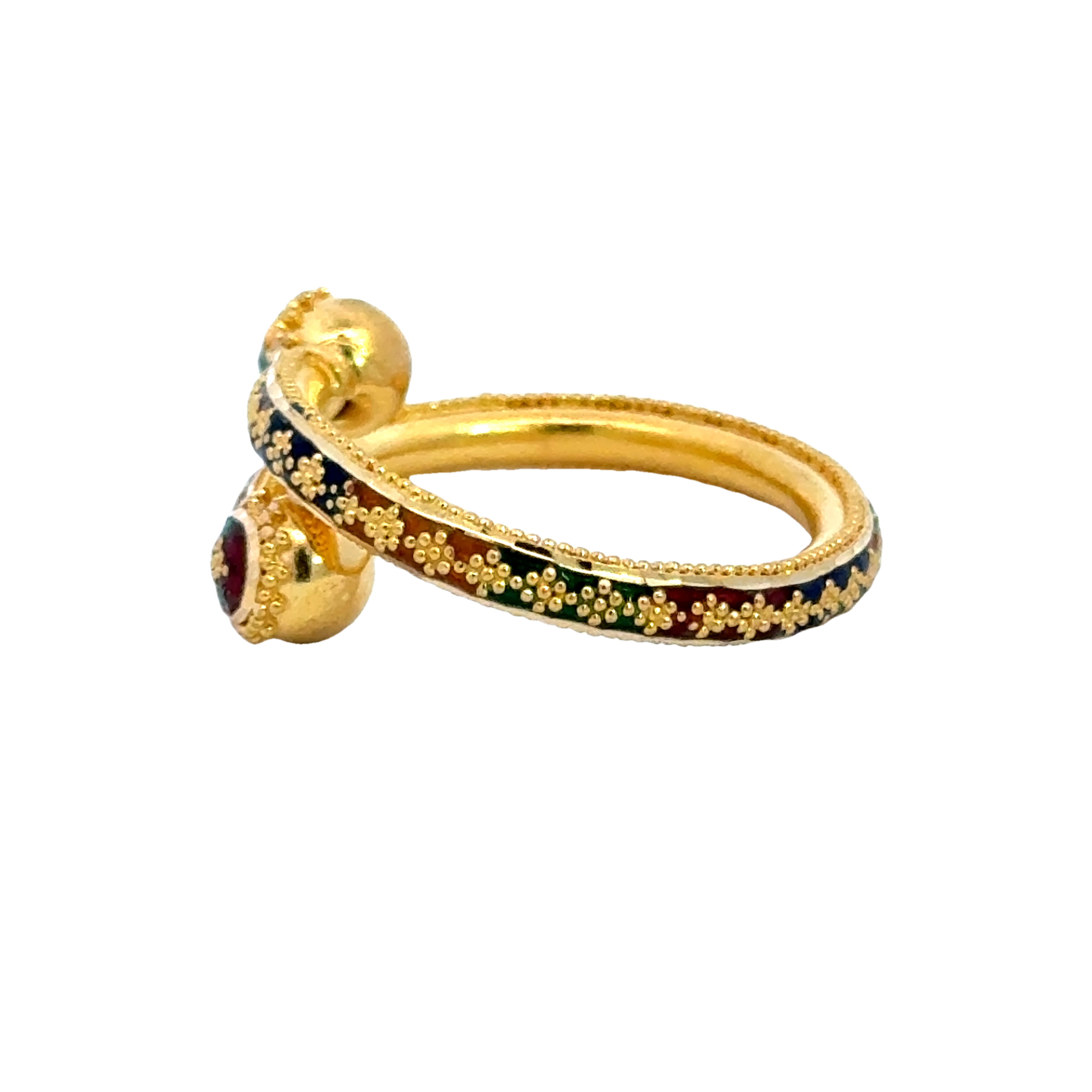 22k Yellow Gold Minakari Large Ball-end Fancy Ring in size 7 and total gold weight of 5g