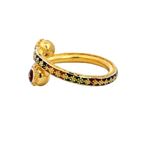 22k Yellow Gold Minakari Large Ball-end Fancy Ring in size 7 and total gold weight of 5g