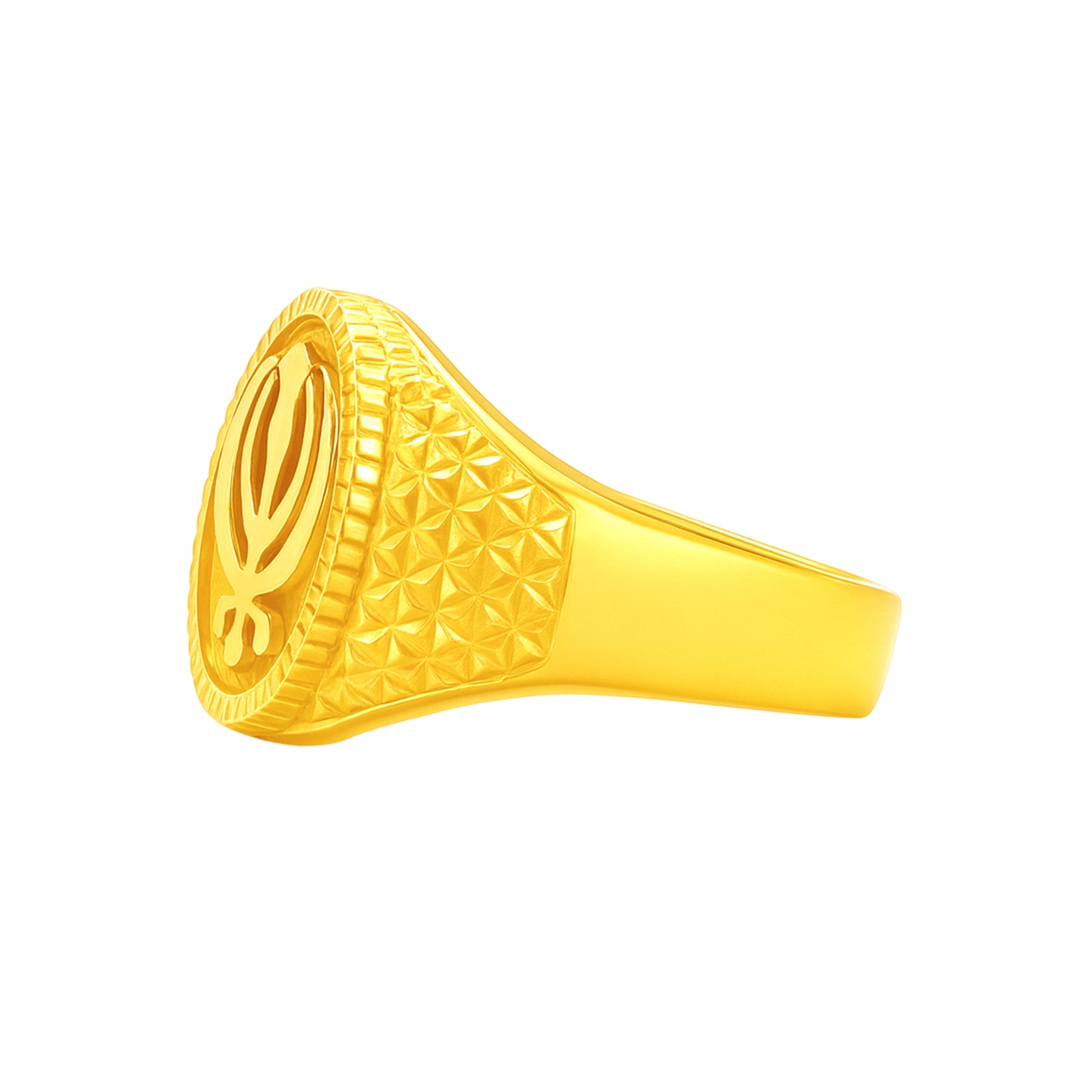 Men's 22K Gold Laser-Cut Khanda Sikh Ring