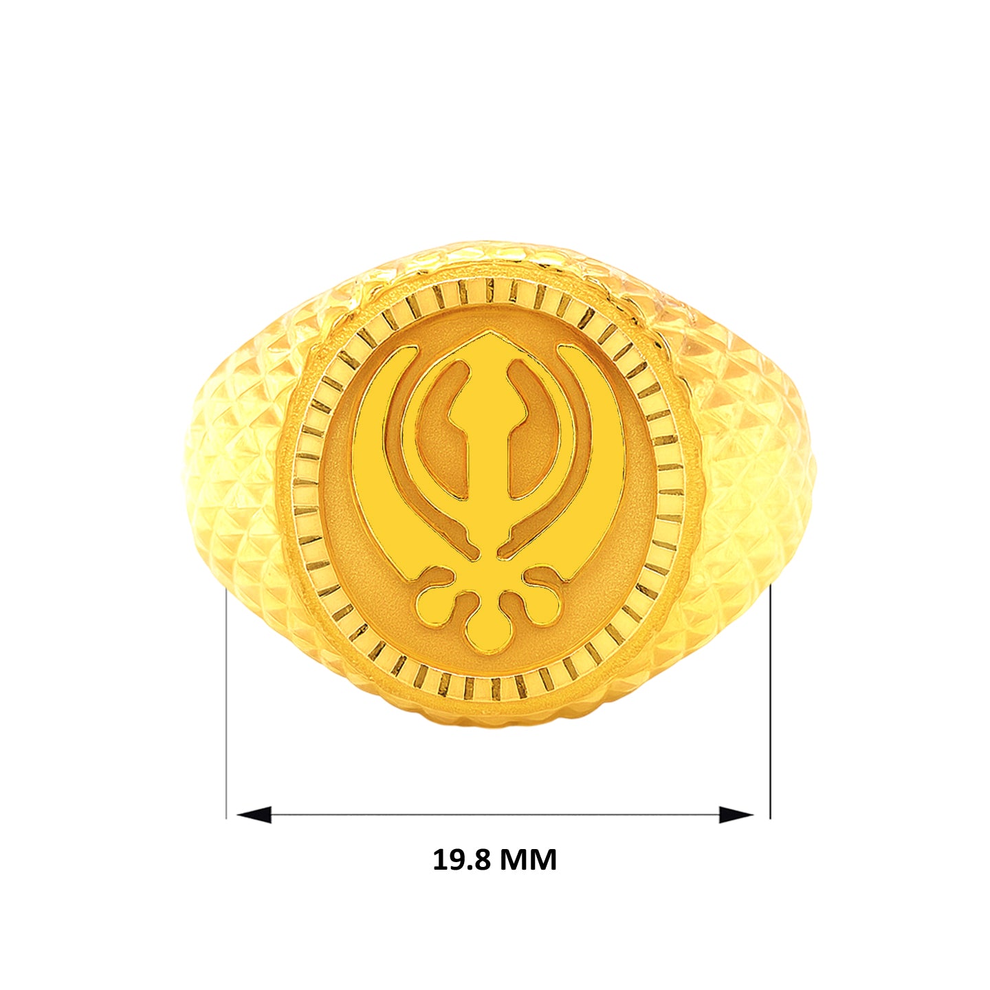 Sikh Rings Stone Men's 22K Gold Laser-Cut Khanda Sikh Ring – Gold Palace