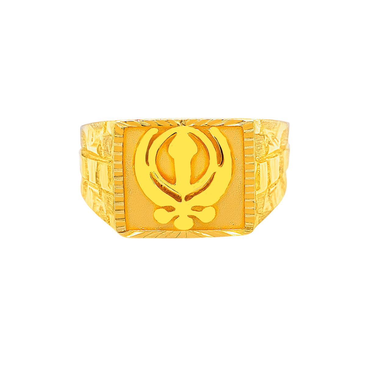 Men's 22K Gold Square Khanda Sikh Ring