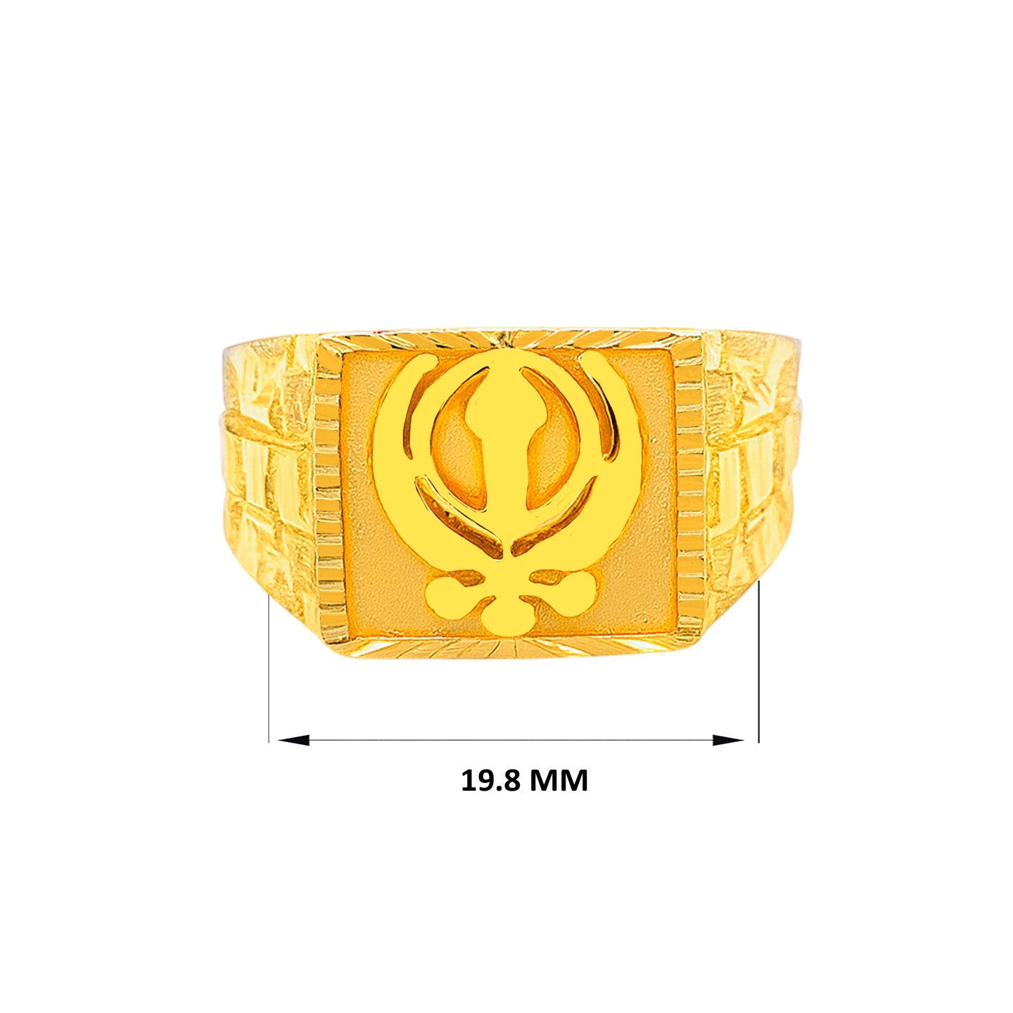 Sikh Rings Stone Men's 22K Gold Square Khanda Sikh Ring – Gold Palace