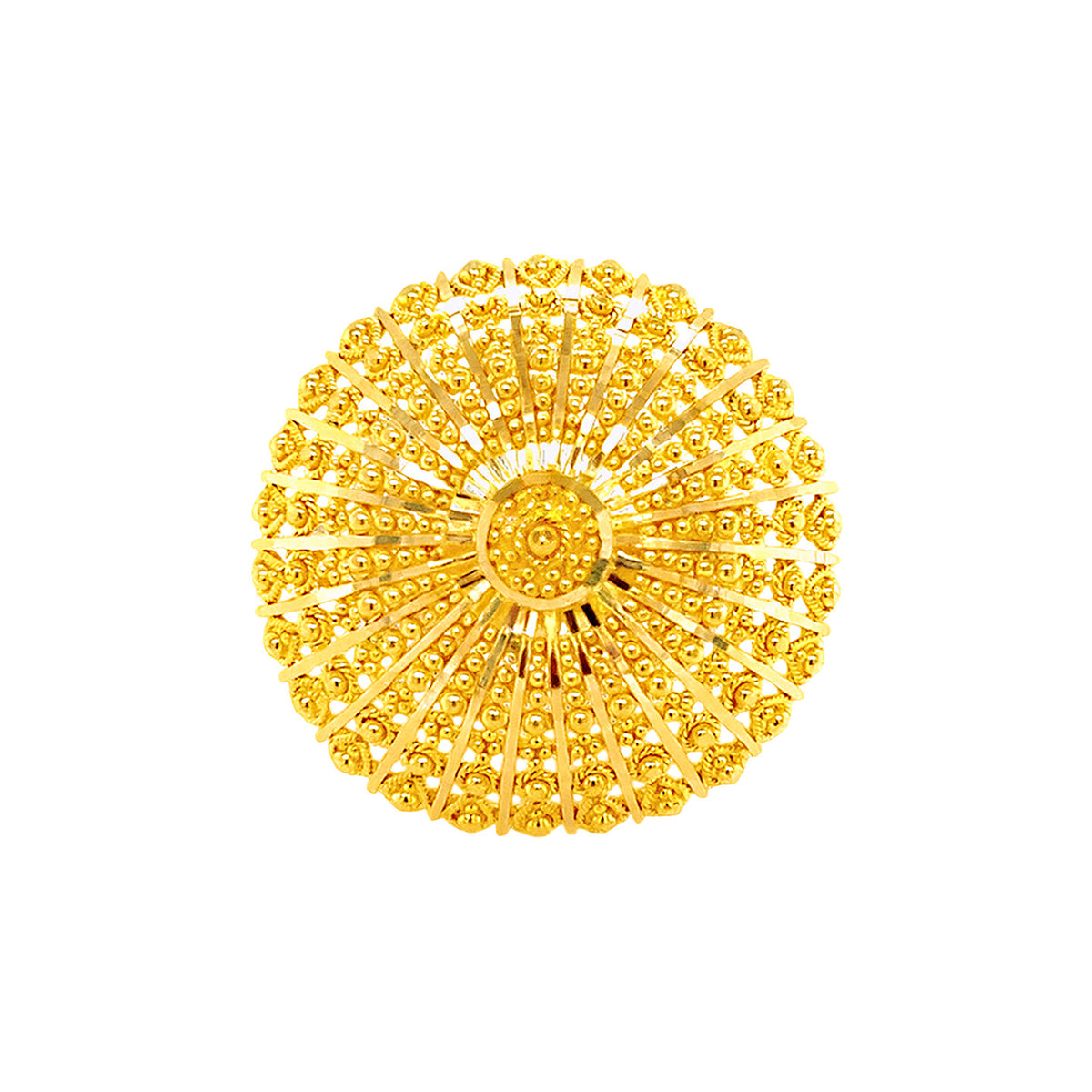 22K Gold Adjustable Button Ring