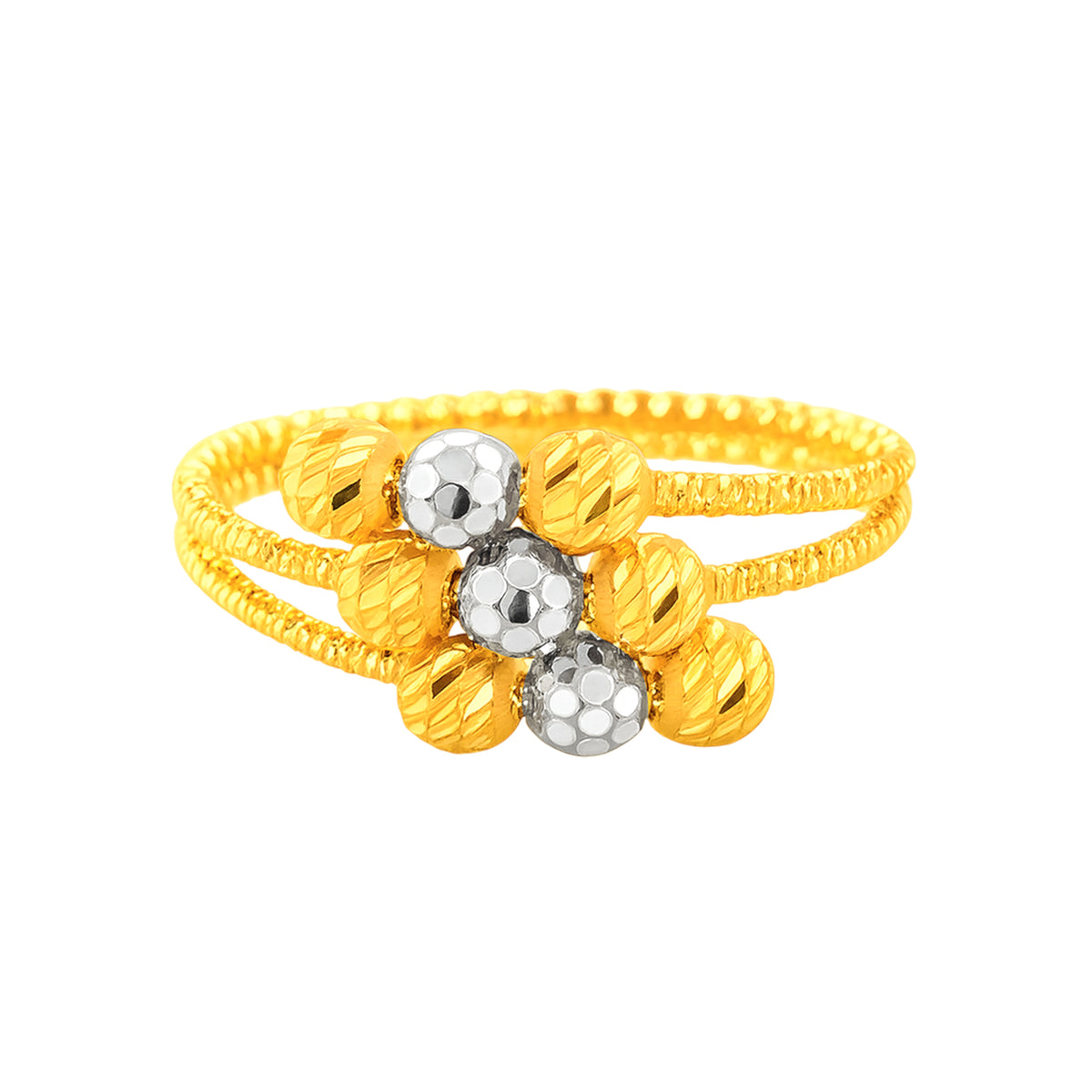 22K Gold Two-Tone Beads Ring