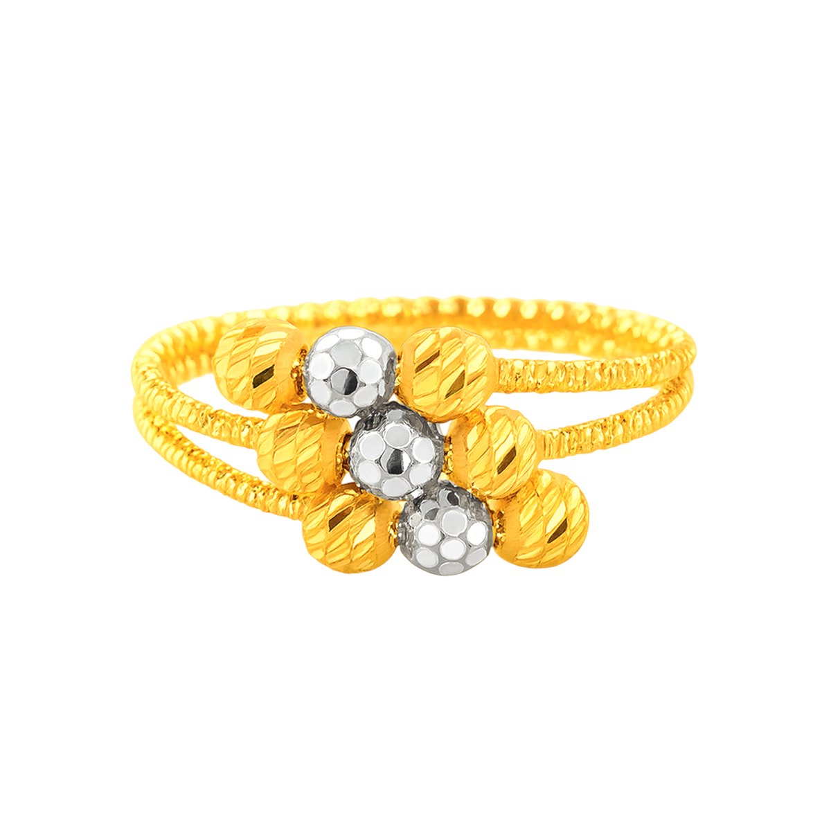 22K Gold Two-Tone Beads Ring