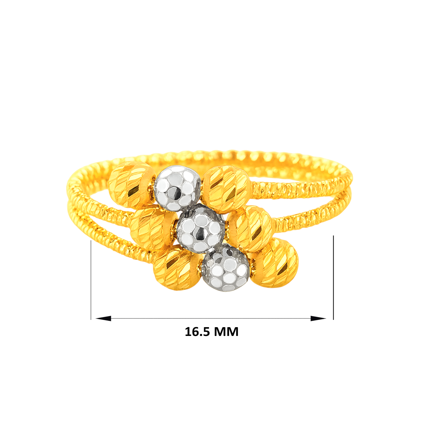 22K Gold Two-Tone Beads Ring