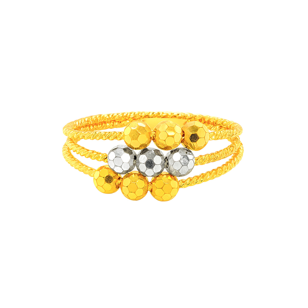 22K Gold Two Tone Beadead Ring