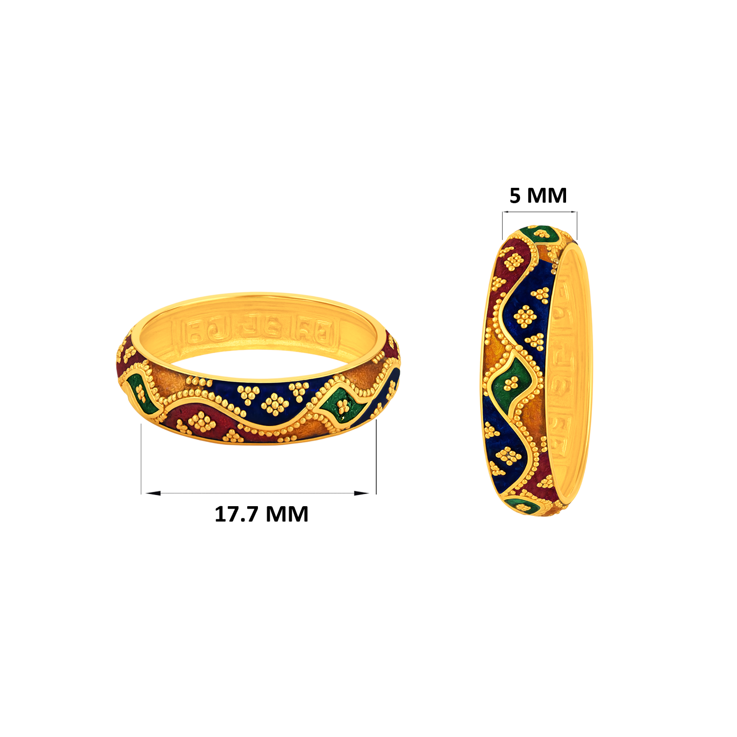 22K Gold Meena Kari Band Ring