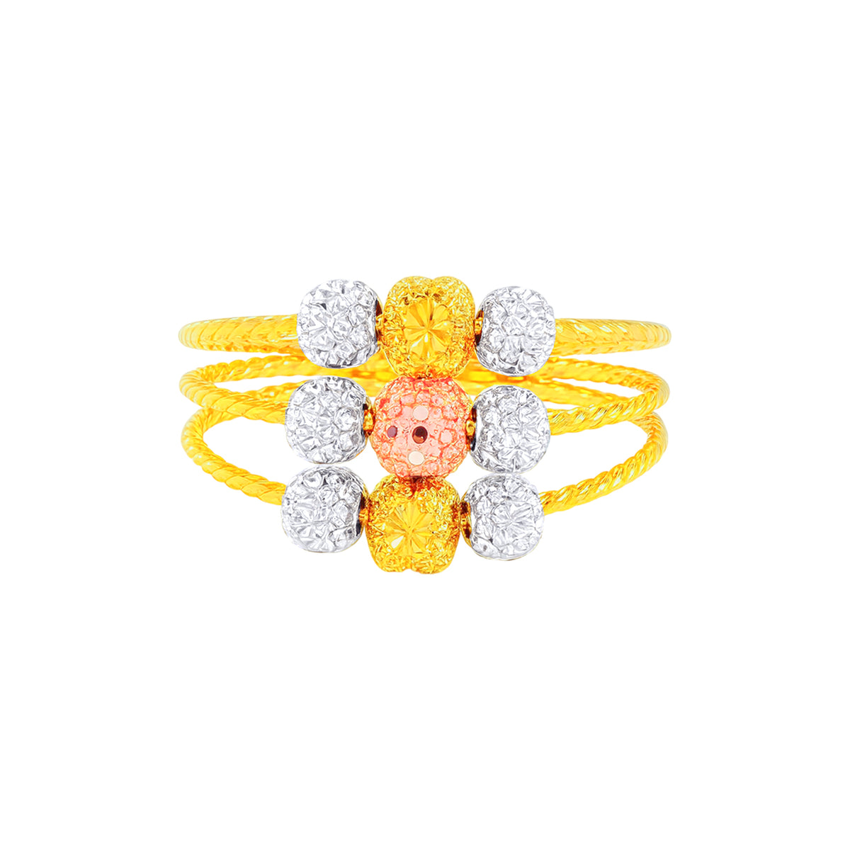 22k Gold Tri Tone Layed Ring