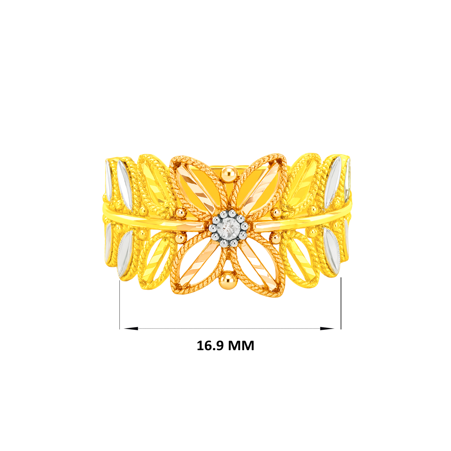 22K Gold Tri Tone Blossom Ring