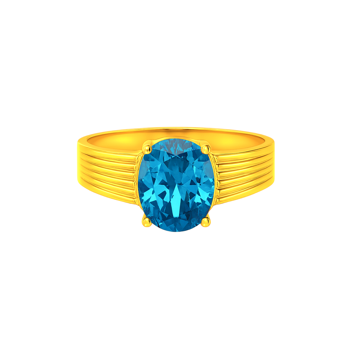 22K Gold Powder Blue CZ Wide Band Ring