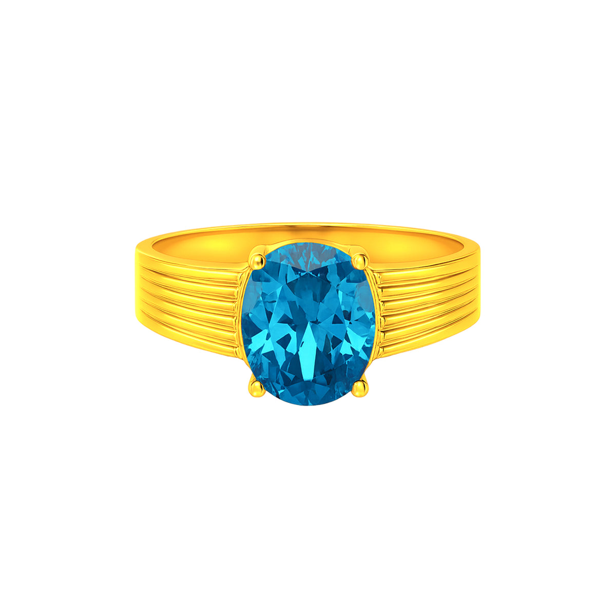 22K Gold Powder Blue CZ Wide Band Ring