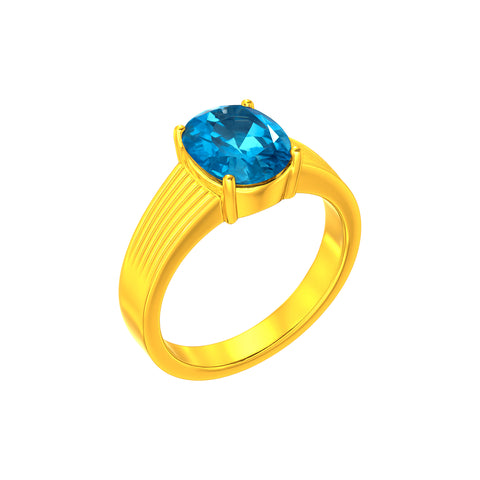 22K Gold Baby Blue CZ Wide Band Ring