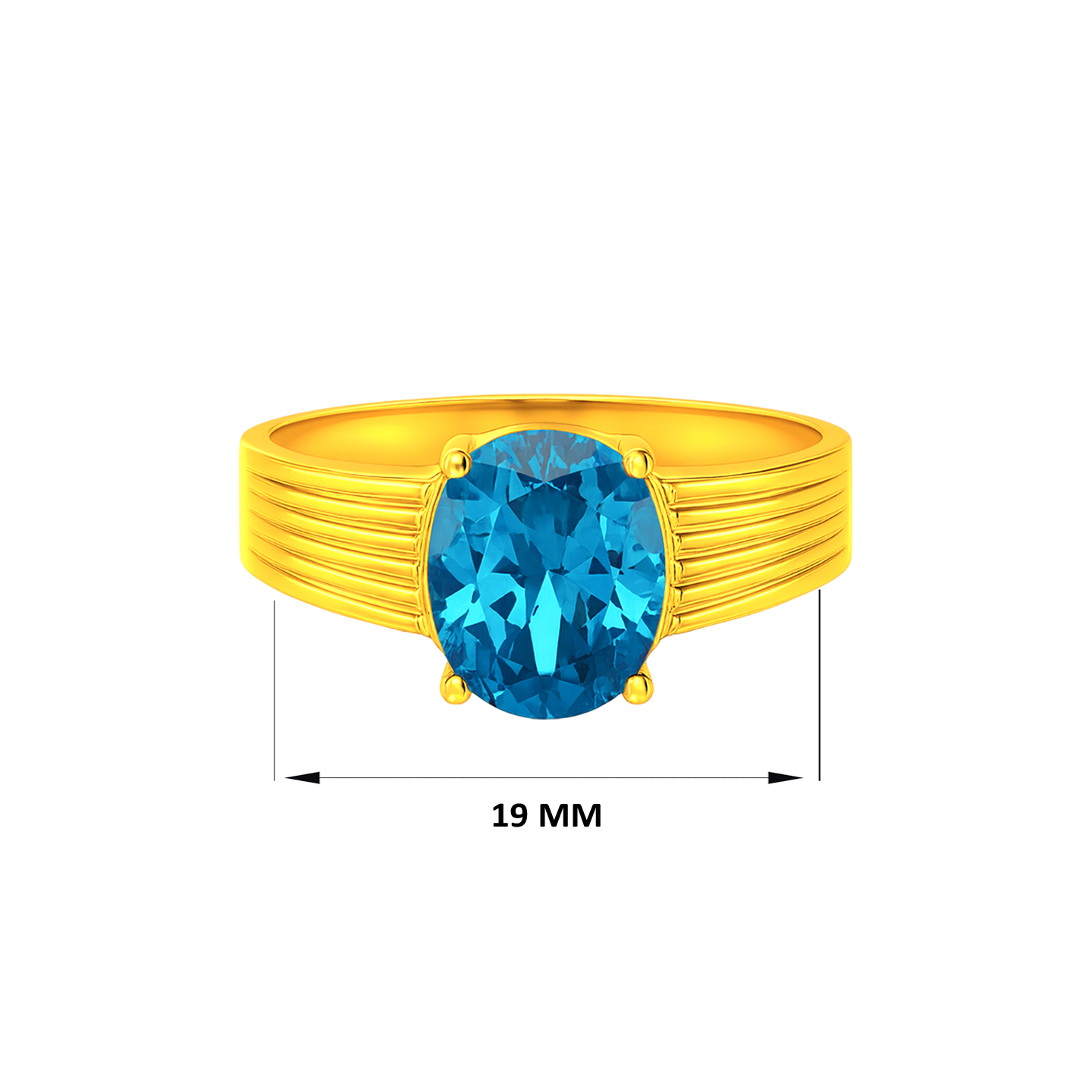 22K Gold Powder Blue CZ Wide Band Ring