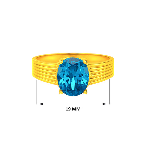 22K Gold Baby Blue CZ Wide Band Ring