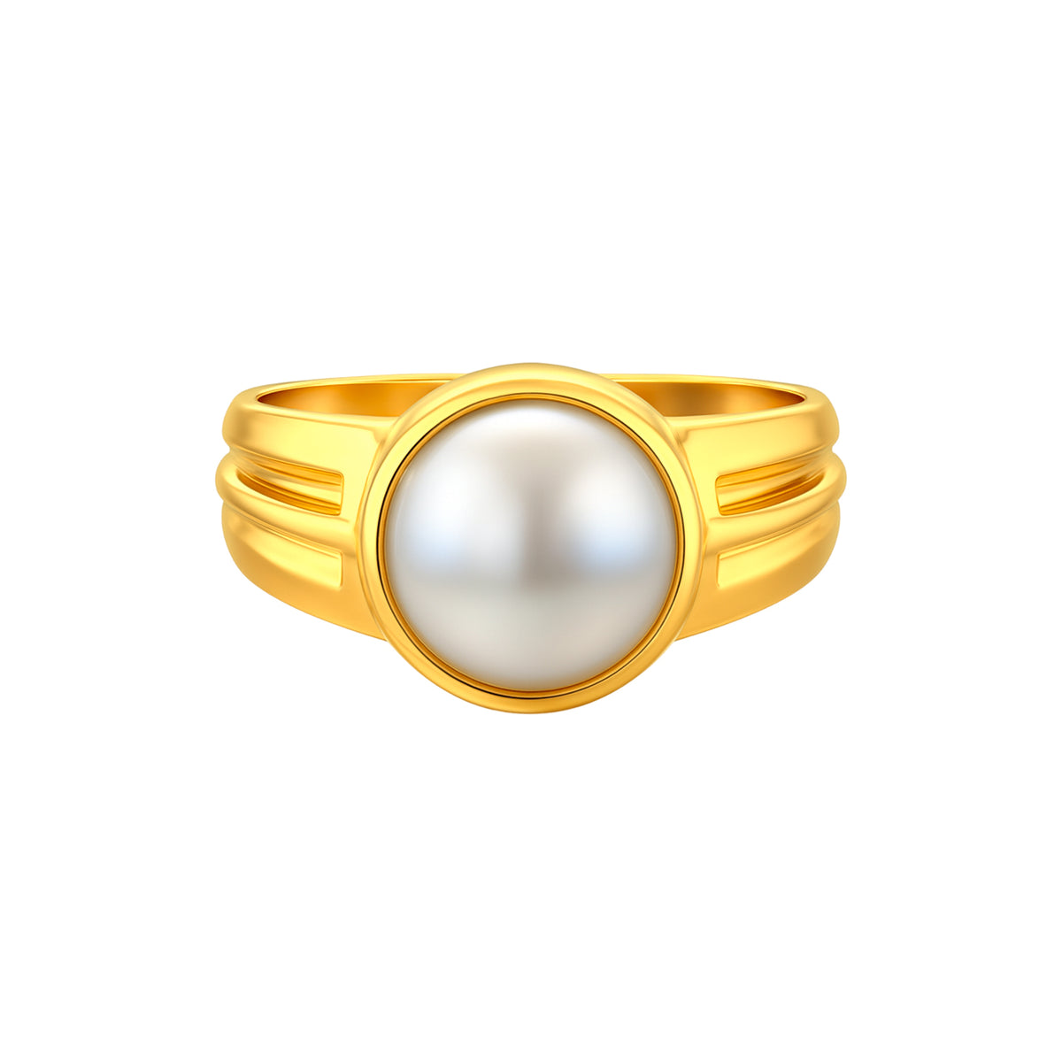 22K Gold Large Pearl Ring