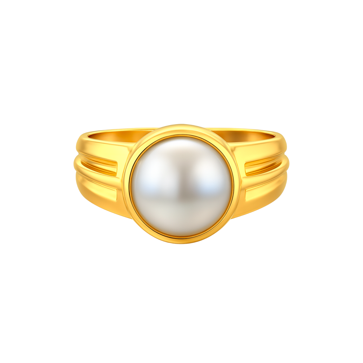 22K Gold Large Pearl Ring