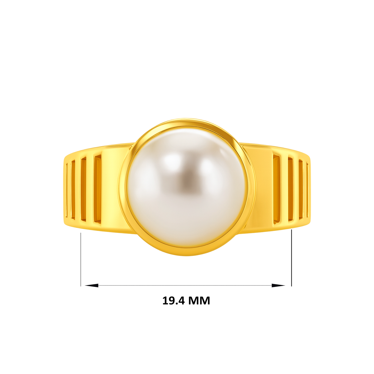 22K Gold Large Pearl Modern Ring