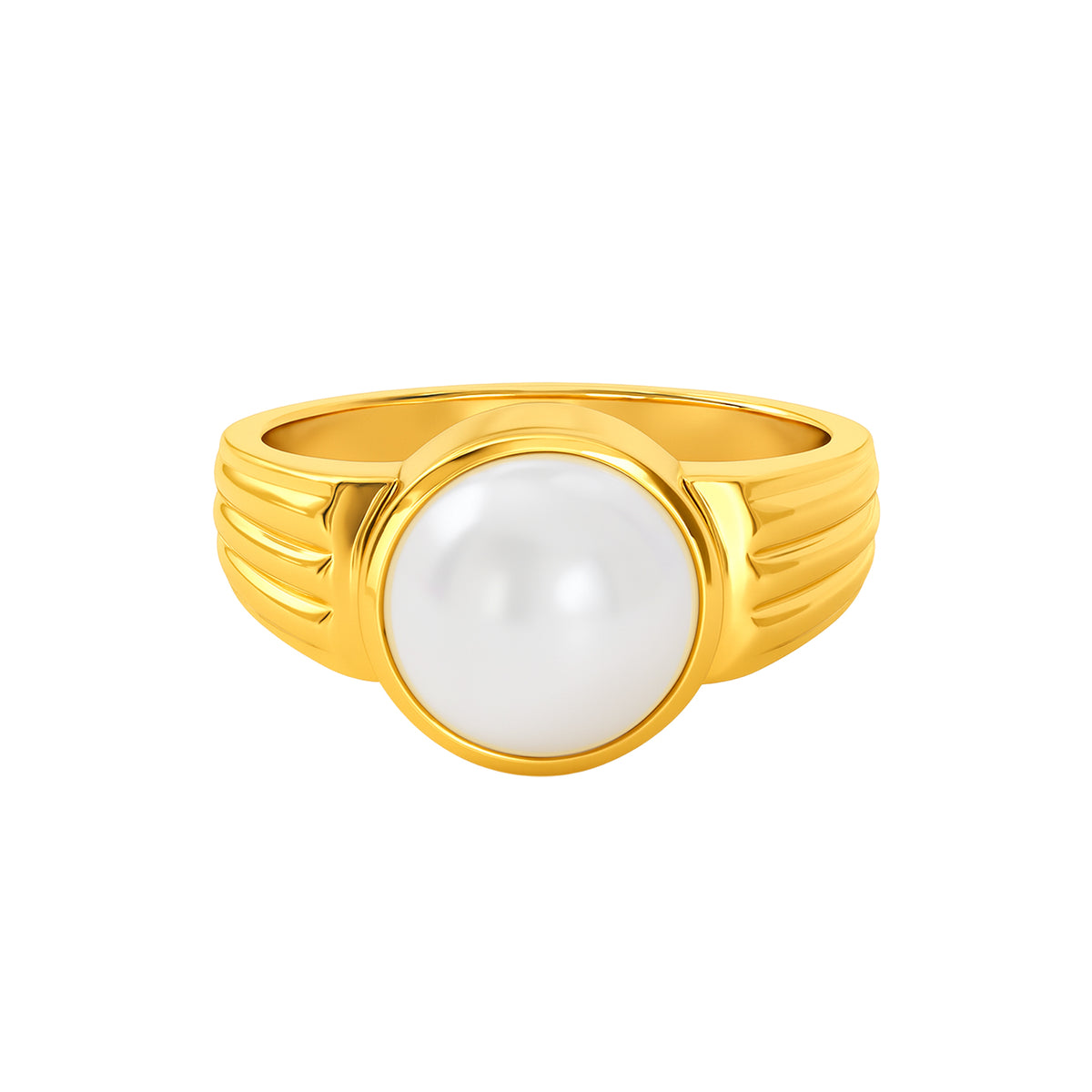22K Gold Large Pearl Art Deco Ring