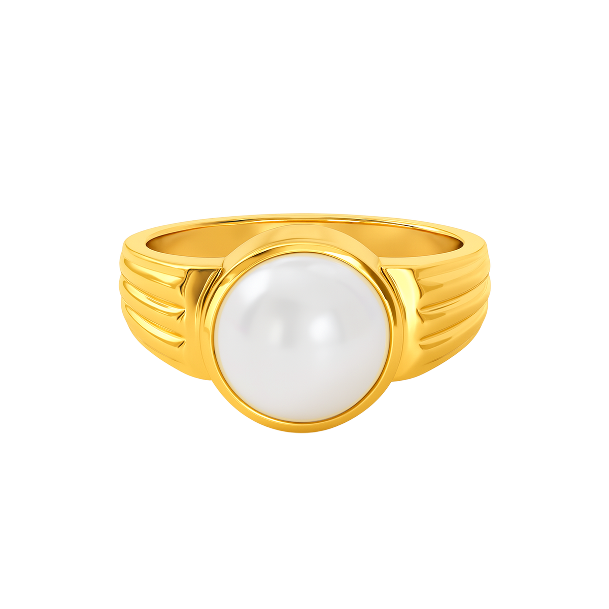 22K Gold Large Pearl Art Deco Ring