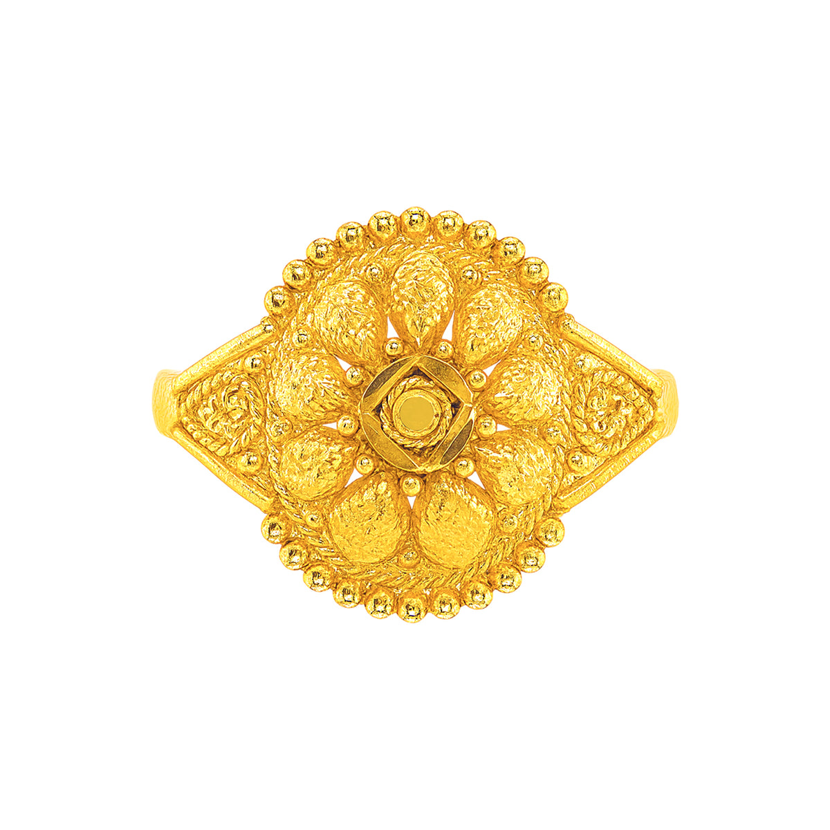 22K Gold Filigree Carved Baby Ring