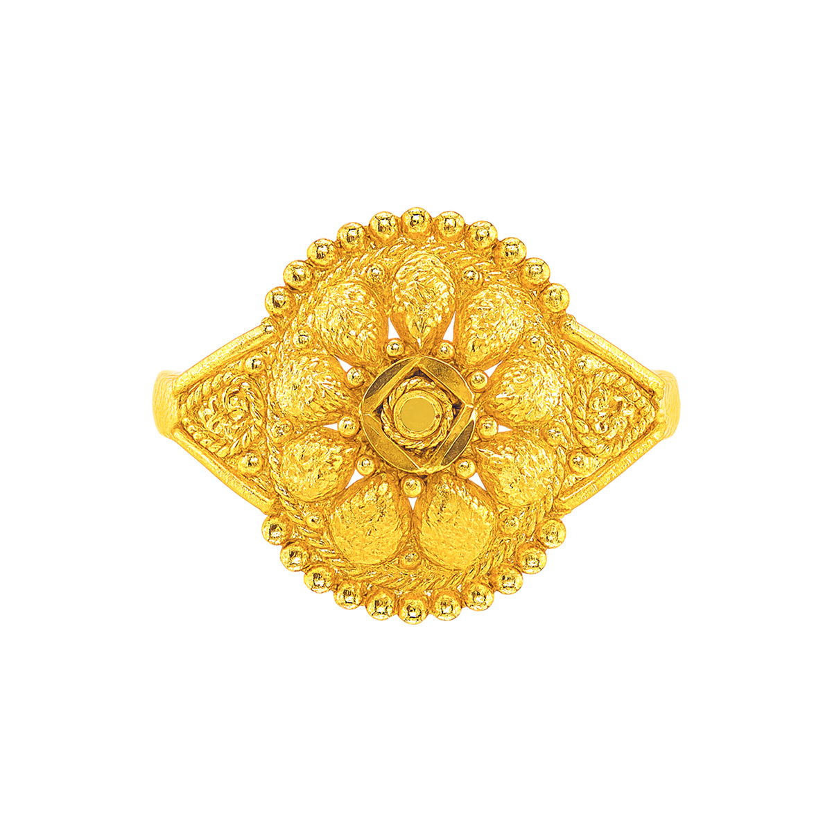 22K Gold Filigree Carved Baby Ring