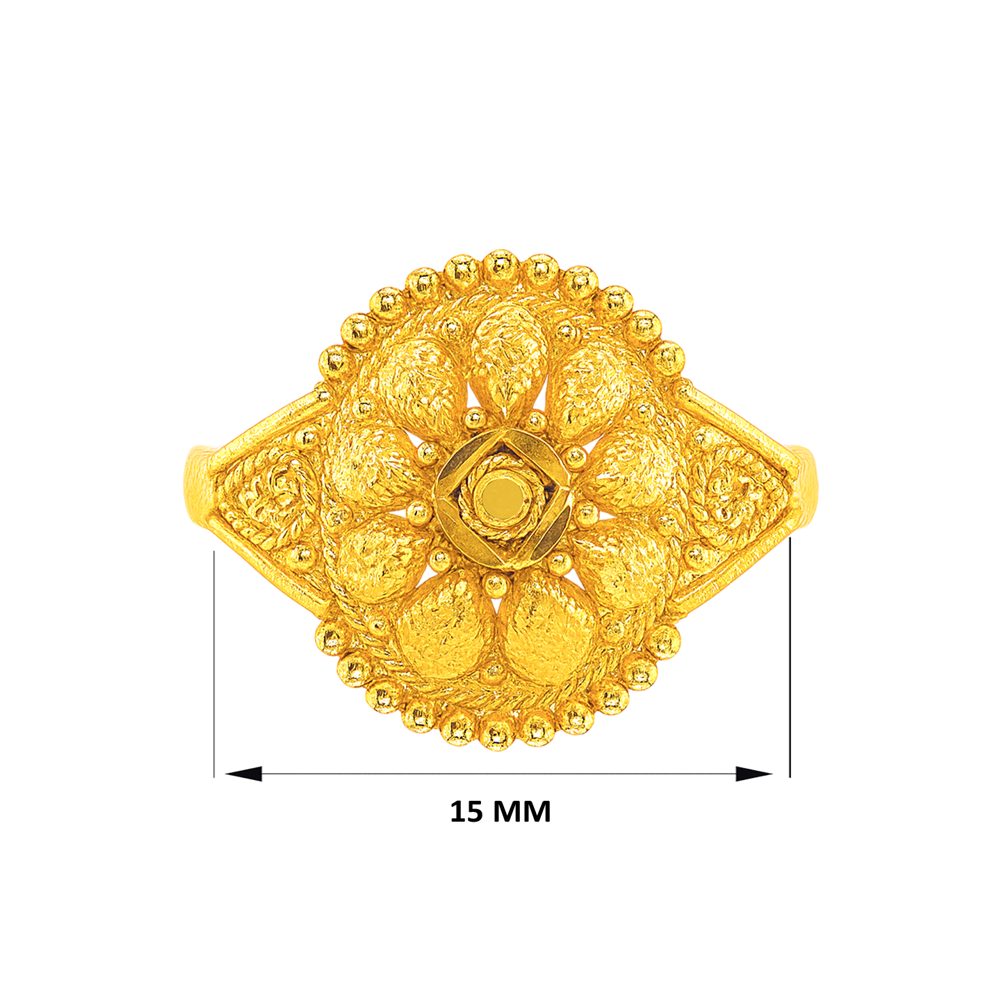 22K Gold Filigree Carved Baby Ring