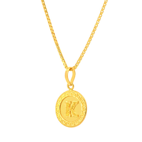 22K Yellow Gold Initial K Pendant with gold weight of 2.01g
