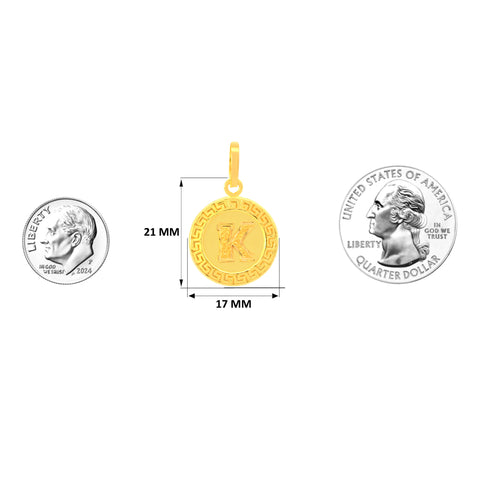22K Yellow Gold Initial K Pendant with gold weight of 2.01g